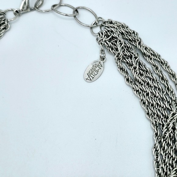 Amrita Singh Necklace Silvertone Twisted Knots Multi Strand Draping Layers 18" - Picture 6 of 11